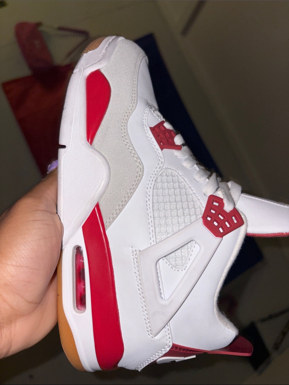 Nike Kids White and Red Retro-Style Sneaker new with box